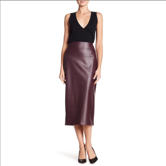 14th & Union Dresses & Skirts - NWT Burgundy Faux Leather Pull Un Pencil Skirt XL
